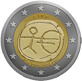 Líc mince 10. výročí hospodářské a měnové unie