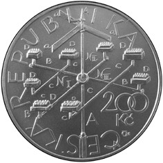 Líc mince 250. výročí sestrojení bleskovodu Prokopem Divišem
