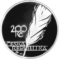 Líc mince 150. výročí narození Jaroslava Vrchlického
